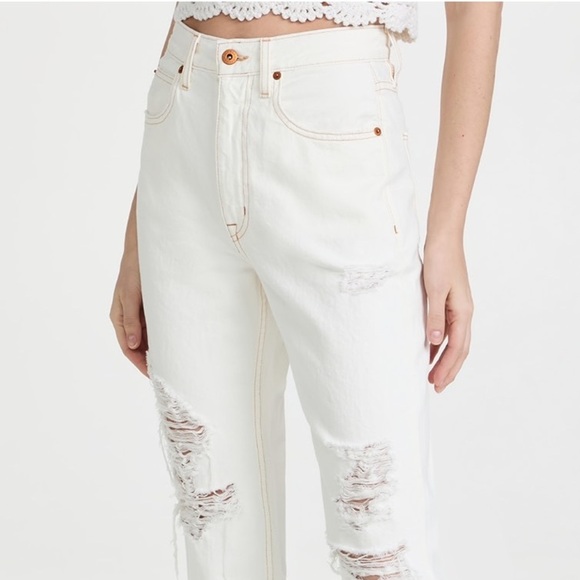 SLVRLAKE Dakota Ivory Destructed Straight Leg Jeans size 29 - Picture 16 of 16